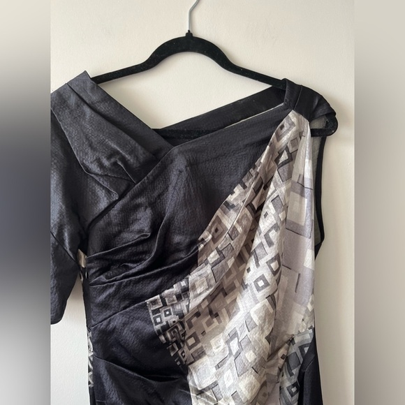 Dries Van Noten Aysmmetrical Sleeve Geometric Design Silk-Wool Dress Size 40/ 4 - Picture 12 of 16